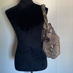 Michael Kors Leather Shoulder Bag - snake print